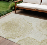 8' X 10' Khaki Beige And Taupe Abstract Washable Indoor Outdoor Area Rug