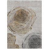 5' X 8' Taupe Gray And Brown Abstract Washable Indoor Outdoor Area Rug