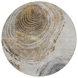 8' Taupe Gray And Brown Round Abstract Washable Indoor Outdoor Area Rug