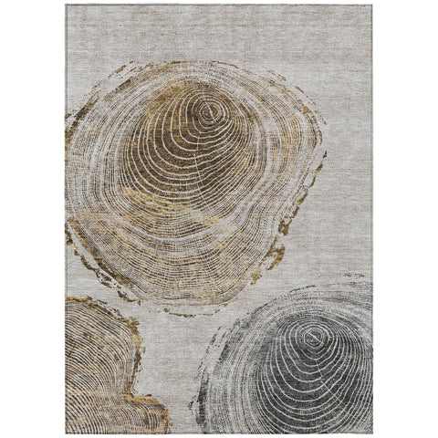 8' X 10' Taupe Gray And Brown Abstract Washable Indoor Outdoor Area Rug