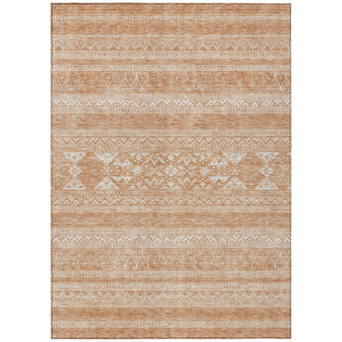 8' X 10' Copper And Ivory Southwestern Washable Indoor Outdoor Area Rug
