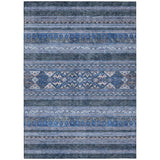 8' X 10' Navy Blue And Denim Blue Southwestern Washable Indoor Outdoor Area Rug