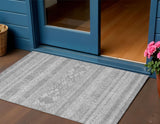 3' X 5' Silver Gray And Ivory Southwestern Washable Indoor Outdoor Area Rug