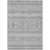 8' X 10' Silver Gray And Ivory Southwestern Washable Indoor Outdoor Area Rug