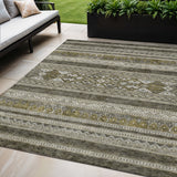 5' X 8' Taupe Beige And Ivory Southwestern Washable Indoor Outdoor Area Rug