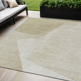 5' X 8' Beige Khaki And Taupe Abstract Washable Indoor Outdoor Area Rug
