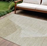 8' X 10' Beige Khaki And Taupe Abstract Washable Indoor Outdoor Area Rug