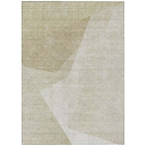 8' X 10' Beige Khaki And Taupe Abstract Washable Indoor Outdoor Area Rug