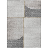 5' X 8' Taupe Beige And Gray Abstract Washable Indoor Outdoor Area Rug