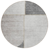 8' Taupe Beige And Gray Round Abstract Washable Indoor Outdoor Area Rug