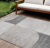 8' X 10' Taupe Beige And Gray Abstract Washable Indoor Outdoor Area Rug