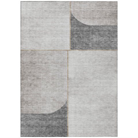 8' X 10' Taupe Beige And Gray Abstract Washable Indoor Outdoor Area Rug