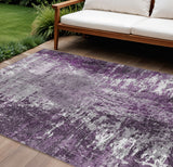 8' X 10' Eggplant Purple And Lavender Abstract Washable Indoor Outdoor Area Rug