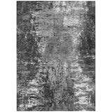 5' X 8' Gray Charcoal And Silver Abstract Washable Indoor Outdoor Area Rug