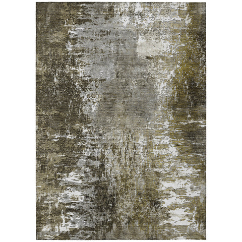 3' X 5' Taupe Brown And Gray Abstract Washable Indoor Outdoor Area Rug