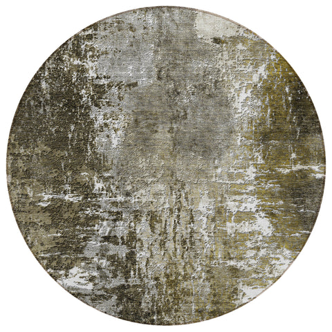 8' Taupe Brown And Gray Round Abstract Washable Indoor Outdoor Area Rug