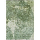 3' X 5' Fern Green And Artichoke Green Abstract Washable Indoor Outdoor Area Rug