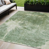 8' X 10' Fern Green And Artichoke Green Abstract Washable Indoor Outdoor Area Rug
