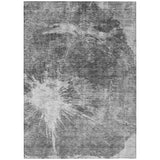 5' X 8' Gray Charcoal And Silver Abstract Washable Indoor Outdoor Area Rug