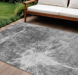 8' X 10' Gray Charcoal And Silver Abstract Washable Indoor Outdoor Area Rug
