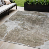 5' X 8' Taupe Brown And Beige Abstract Washable Indoor Outdoor Area Rug