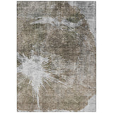 5' X 8' Taupe Brown And Beige Abstract Washable Indoor Outdoor Area Rug