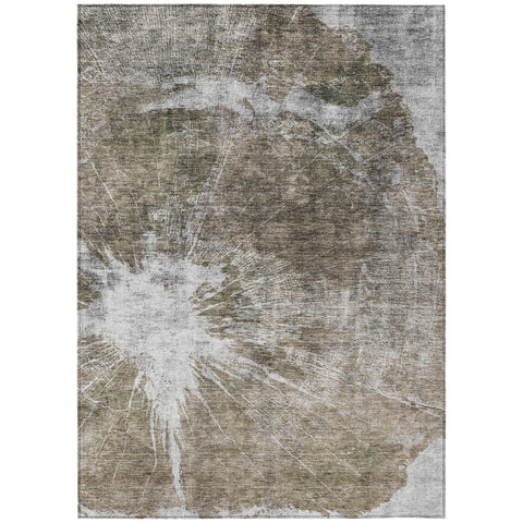 8' X 10' Taupe Brown And Beige Abstract Washable Indoor Outdoor Area Rug
