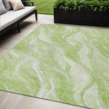 5' X 8' Green And Ivory Abstract Washable Indoor Outdoor Area Rug