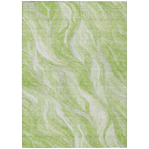 8' X 10' Green And Ivory Abstract Washable Indoor Outdoor Area Rug