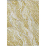 5' X 8' Gold Beige And Ivory Abstract Washable Indoor Outdoor Area Rug