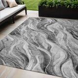 5' X 8' Gray Charcoal And Ivory Abstract Washable Indoor Outdoor Area Rug