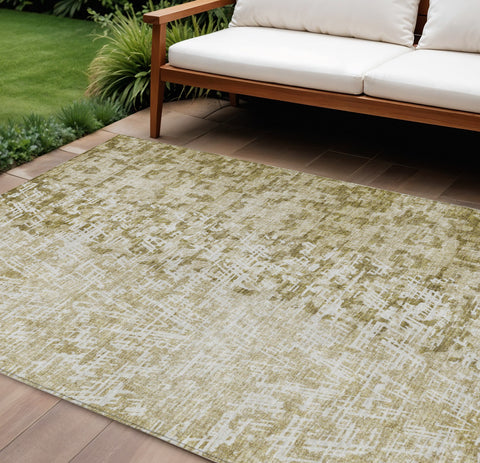8' X 10' Taupe Beige And Ivory Abstract Washable Indoor Outdoor Area Rug
