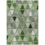 3' X 5' Green And Fern Green Geometric Washable Indoor Outdoor Area Rug