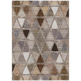 3' X 5' Brown Beige And Khaki Geometric Washable Indoor Outdoor Area Rug