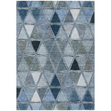 3' X 5' Denim Blue And Sky Blue Geometric Washable Indoor Outdoor Area Rug