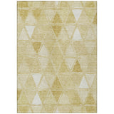 3' X 5' Gold Wheat And Ivory Geometric Washable Indoor Outdoor Area Rug