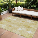 8' X 10' Gold Wheat And Ivory Geometric Washable Indoor Outdoor Area Rug