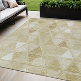 5' X 8' Khaki Beige And Tan Geometric Washable Indoor Outdoor Area Rug