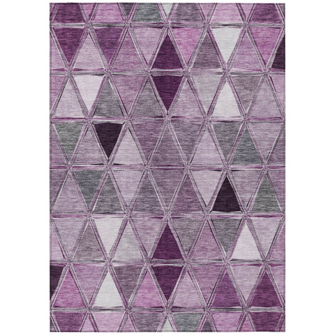 5' X 8' Merlot Purple And Lavender Geometric Washable Indoor Outdoor Area Rug