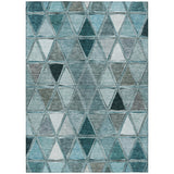 8' X 10' Teal Blue Aqua And Gray Geometric Washable Indoor Outdoor Area Rug