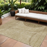 8' X 10' Brown Taupe And Ivory Striped Washable Indoor Outdoor Area Rug