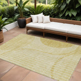 8' X 10' Gold Wheat And Ivory Striped Washable Indoor Outdoor Area Rug