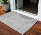 3' X 5' Gray Silver And Ivory Striped Washable Indoor Outdoor Area Rug