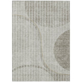 3' X 5' Taupe Beige And Ivory Striped Washable Indoor Outdoor Area Rug