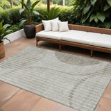 8' X 10' Taupe Beige And Ivory Striped Washable Indoor Outdoor Area Rug