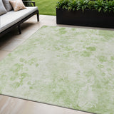 3' X 5' Green And Ivory Floral Washable Indoor Outdoor Area Rug