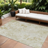 8' X 10' Khaki Beige And Tan Floral Washable Indoor Outdoor Area Rug