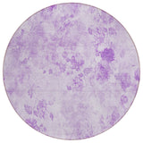 8' Lavender And Purple Round Floral Washable Indoor Outdoor Area Rug