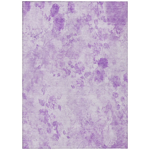 8' X 10' Lavender And Purple Floral Washable Indoor Outdoor Area Rug