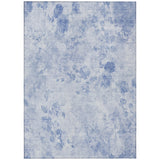 3' X 5' Sky Blue And Denim Blue Floral Washable Indoor Outdoor Area Rug